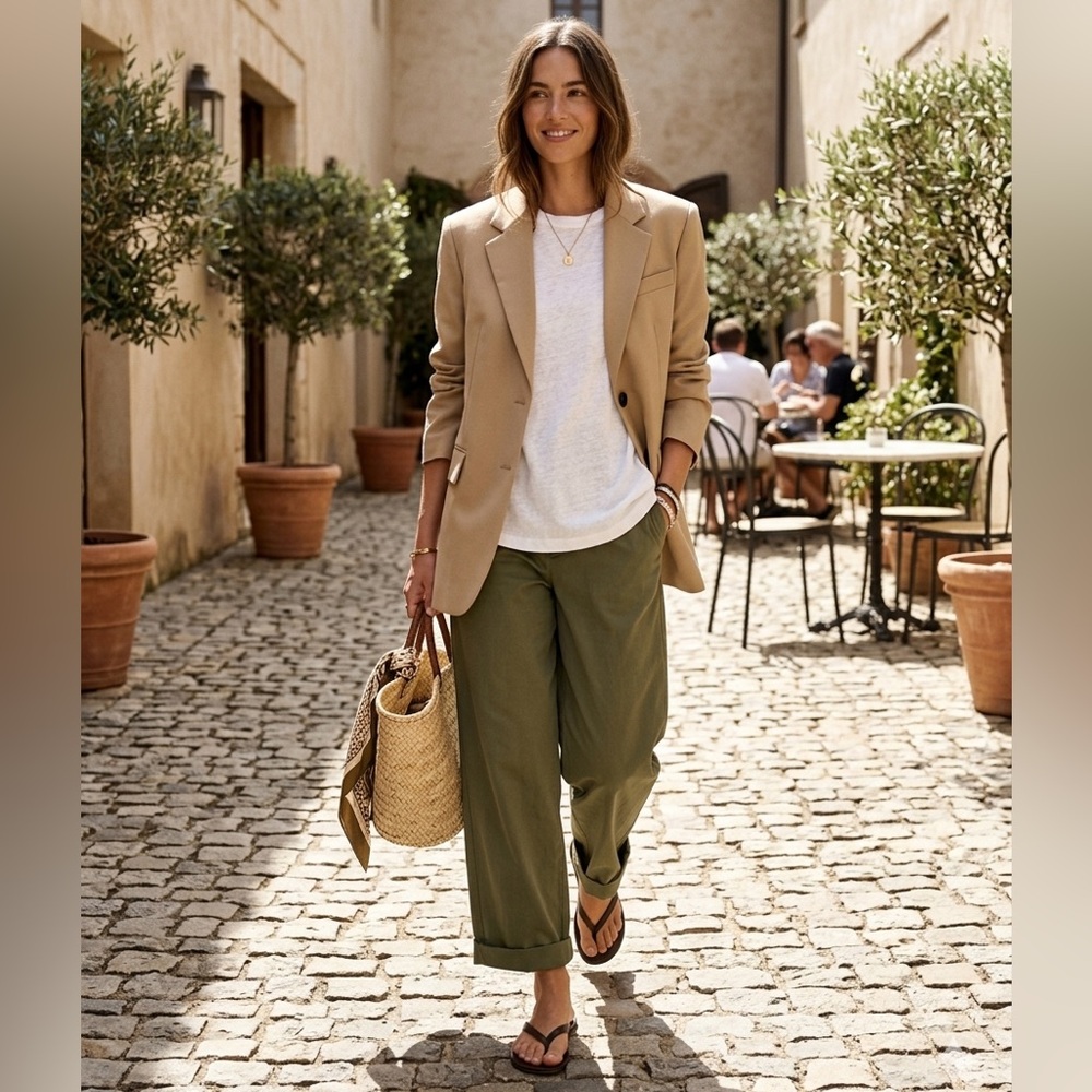 ZARA Women Beige Blazer Size Small Tailored Jacket 2 Button Classic Minimalist